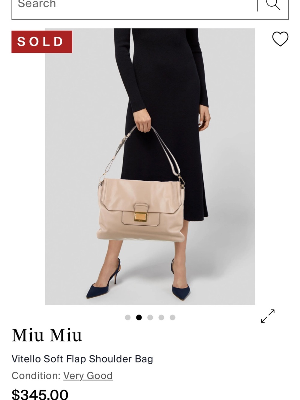 Miu Miu Large Soft Flap Shoulder Bag in Pale Beige with Gold Hardware